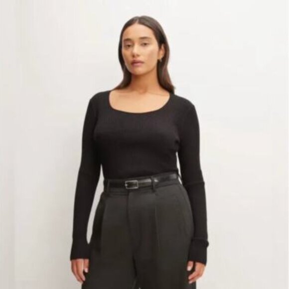 Everlane Ribbed Scoop Neck Sweater Black Size XS Extra Small NWT - Picture 1 of 7